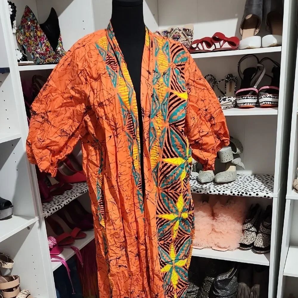 Vibrant Orange Patterned Robe - Picture 8 of 9
